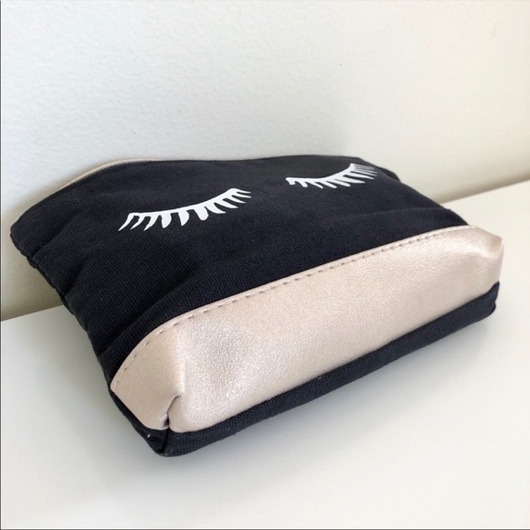 Ipsy Black & Gold Small Zip Up Makeup Cosmetic Bag - Picture 5 of 6